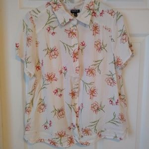 Torrid Woman's Tunic White Pink Flower Shirt Sz 1